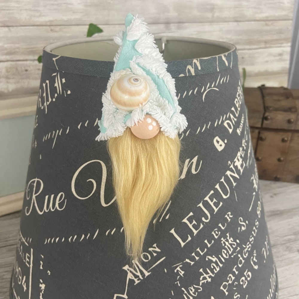 SOLD ❌Vintage Beach Shell Aqua Chenille Silver Plated Spoon Gnome Ornament Faux - Picture 9 of 12